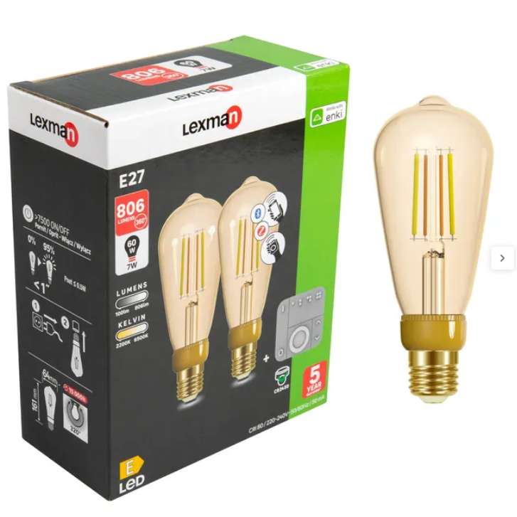 Lot 2 Ampoules E27 Blanc & Couleurs + Télécommande Lexman- Enki
