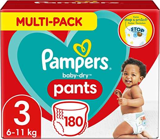 Couches culottes Pampers Pants Taille 3 (6-11 kg), Baby-Dry, 180 Couches (Frontaliers Belgique)