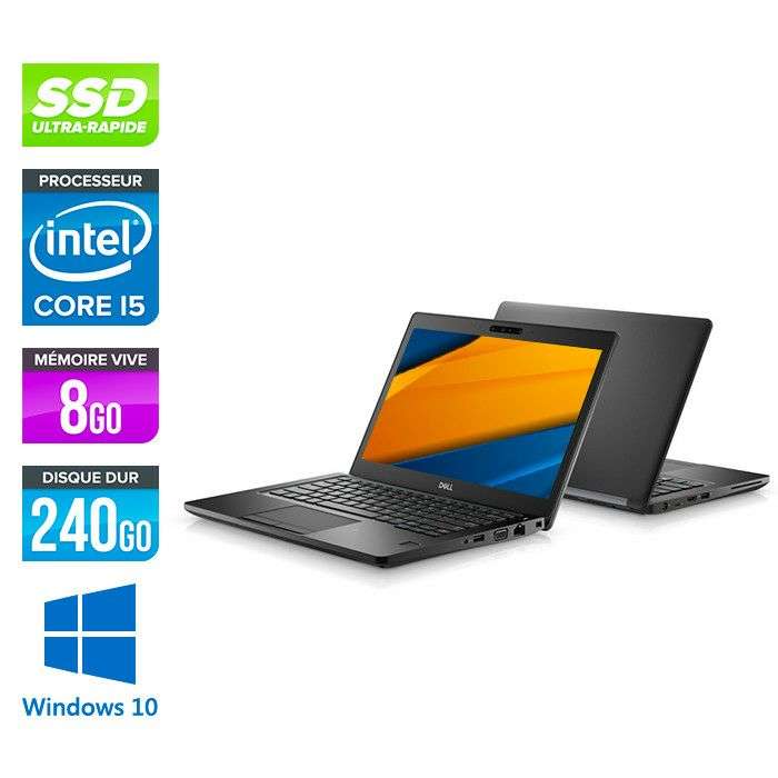 PC portable reconditionné 12.5" Dell Latitude 5290 - HD, i5-7200U, 8 Go de RAM, 240 Go en SSD, Windows 10