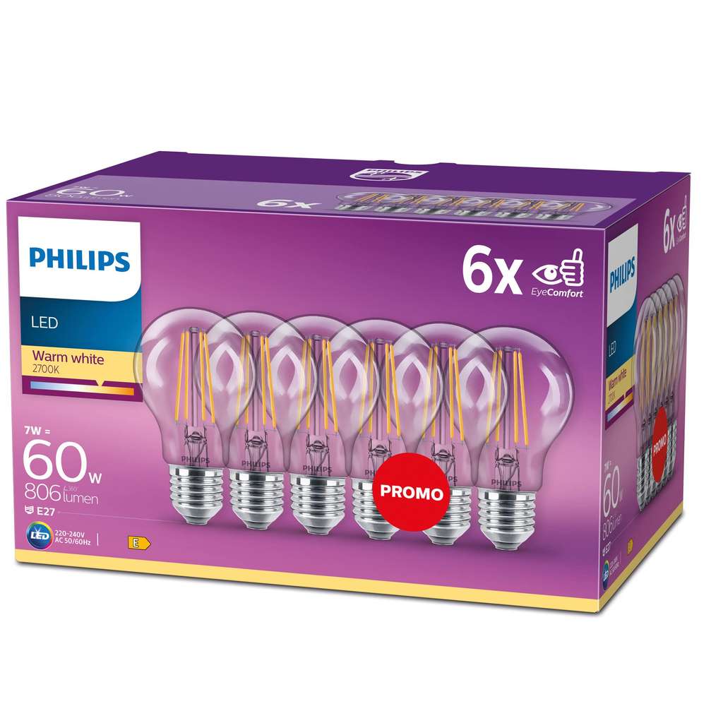 Pack économique 6x Philips Corepro Ampoule LED E27 Poire Mat 23W
