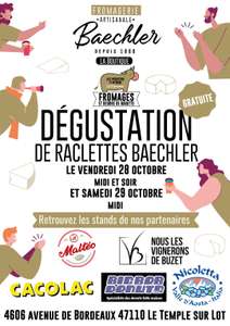 Dégustation gratuite de 19 arômes de raclettes artisanales - Le Temple-sur-Lot (47)