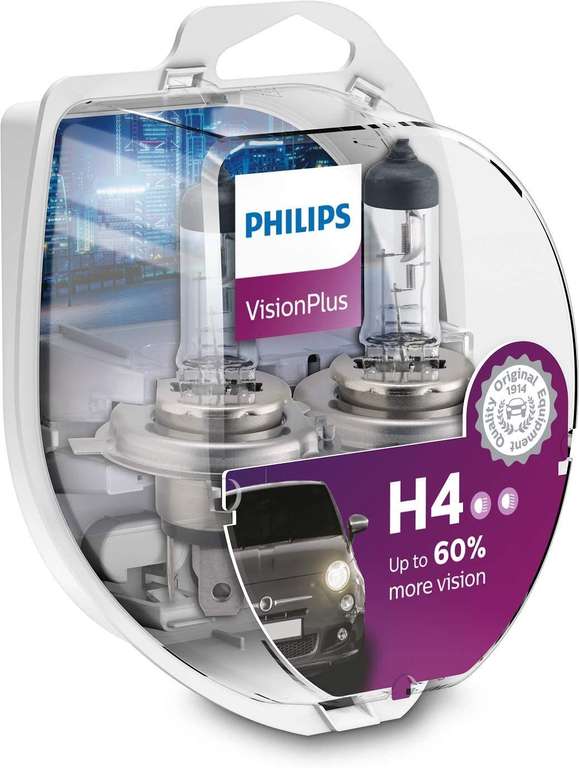 Lot de 2 ampoules H4 Philips Visionplus - 55W