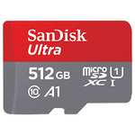 Carte mémoire microSDXC SanDisk Ultra (512 Go, UHS-I, Classe 10, U1, homologuée A1) + Adaptateur SD