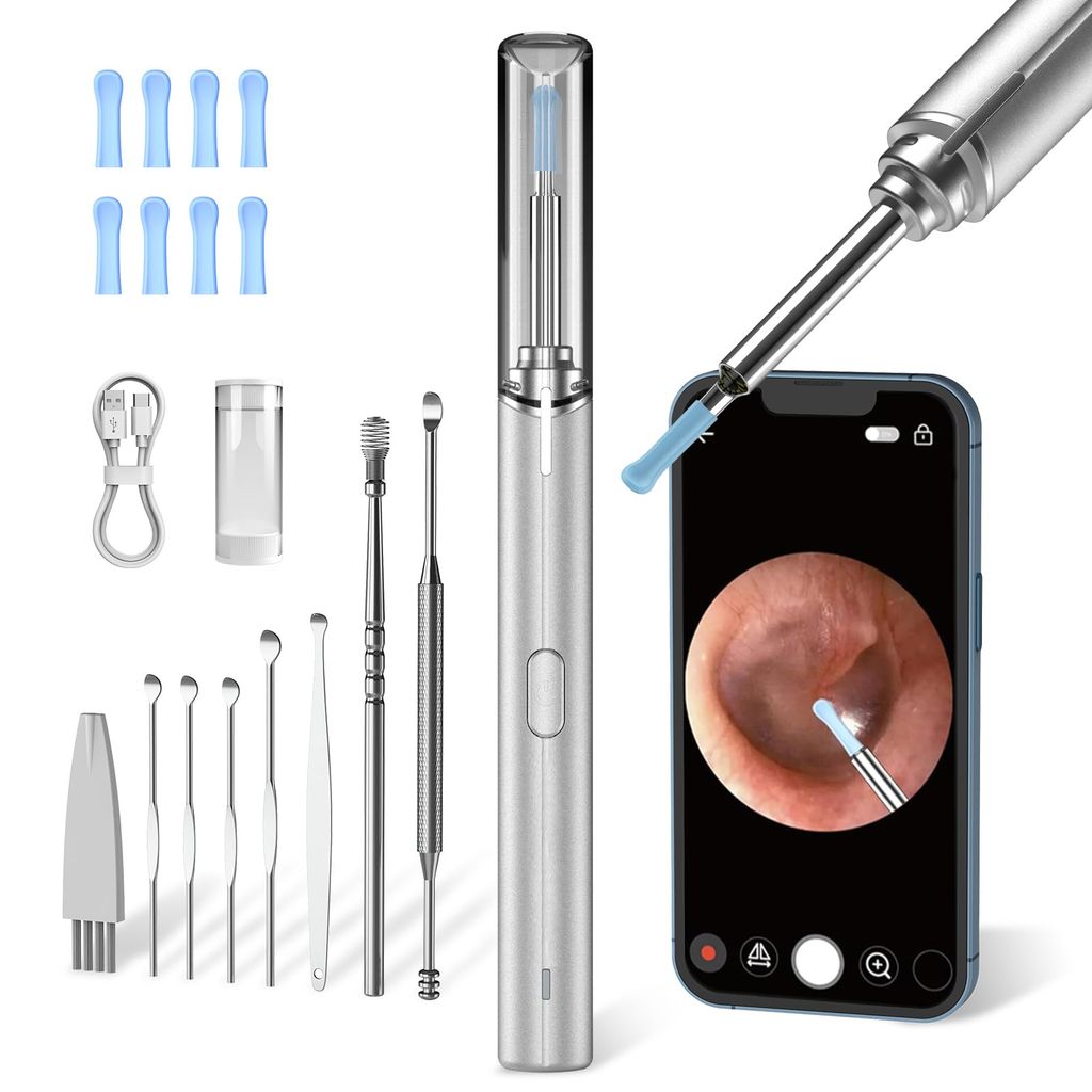 Otoscope Oreille 1920P Azhe pour iOS Android - avec Kit Nettoyage 7 Pièces, Noir (vendeur tiers)