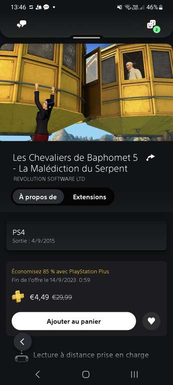 [PS+] Les Chevaliers de Baphomet 5 - La Malédiction du Serpent sur PS4 (dématérialisé)
