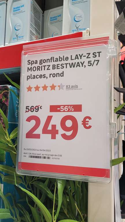 SPA Gonflable Bestway Lay-z-spa St Moritz - 5/7 places, Leroy-Merlin de Rosny sous bois (93)
