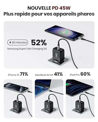 Samsung Chargeur Super rapide 45W PD - Câble type C à prix pas cher