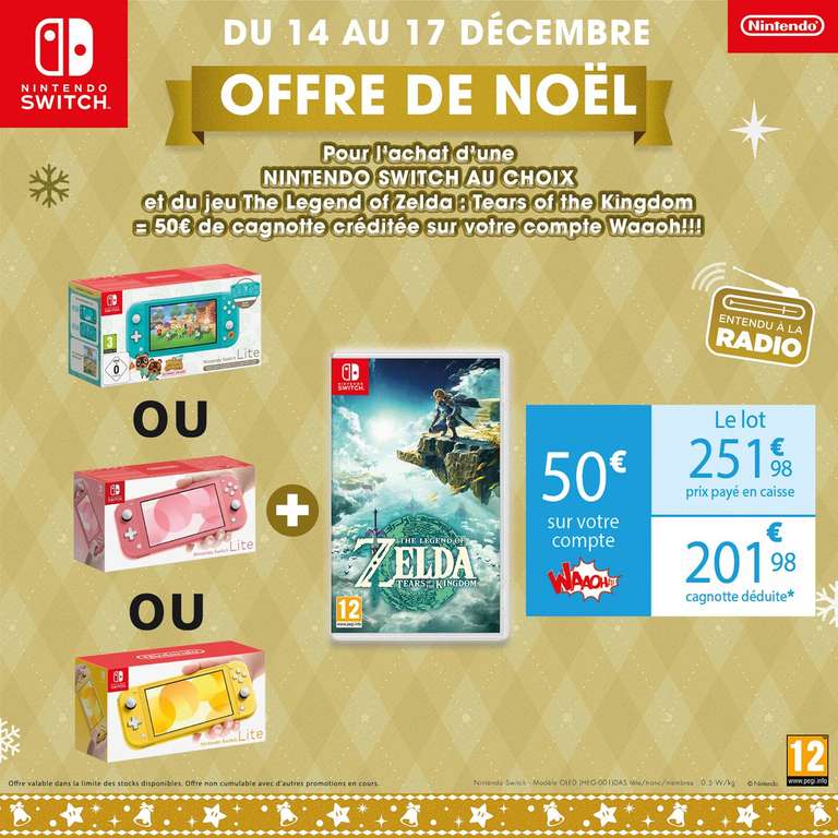 Nintendo Switch Lite: Édition Animal Crossing (+ AC:NH démat.), Corail ou Jaune (+ The Legend of Zelda: TOTK - Via 50€ sur Carte Fidélité)
