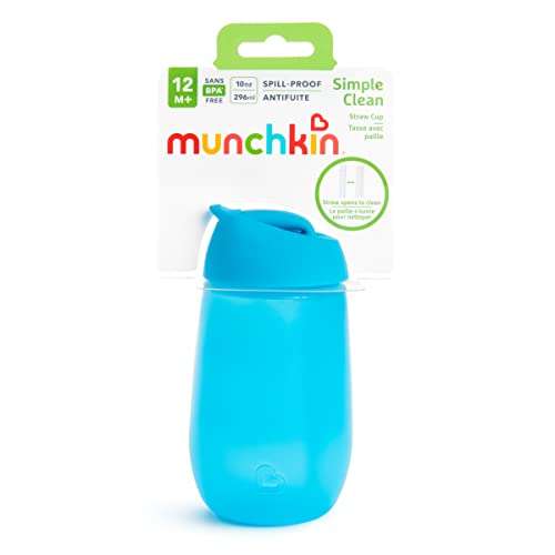 Lot de 2 Tasses d’Apprentissage Munchkin Simple Clean - avec Paille pour Bébé et Nourrisson, Antifuites, sans BPA, Silicone, Vert/Bleu