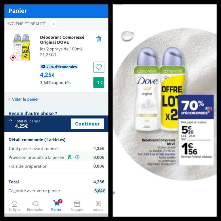 Sélection de produits Dove en promotion - Ex : Lot de 2 déodorants compressés original (2x100ml)