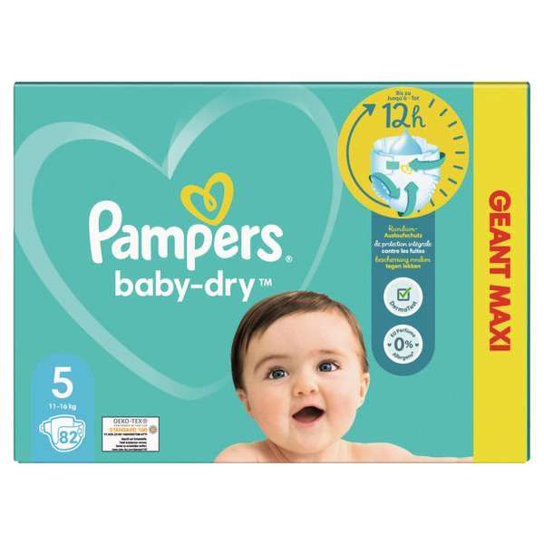 Pack géant de couches Pampers baby-dry - Différentes variétés (via 26,25€ sur carte fidélité et ODR 15€)