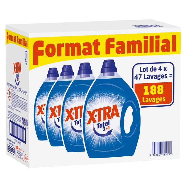 Lot de 4 bidons de lessive liquide Total Xtra (via 22,37€ sur la Carte de Fidélité)