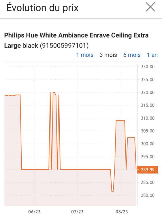 Plafonnier Led connecté Philips Hue Enrave XL White Ambiance