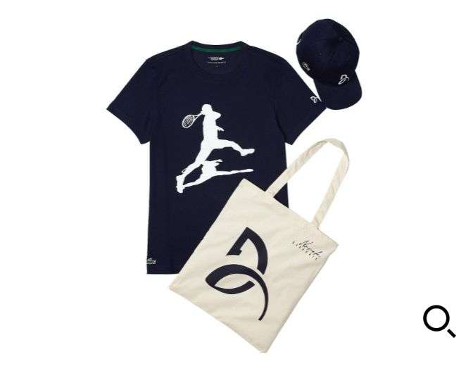 T-shirt Lacoste Djokovic (Blanc ou Noir, Diverses tailles) + Casquette + Sac Tote Bag