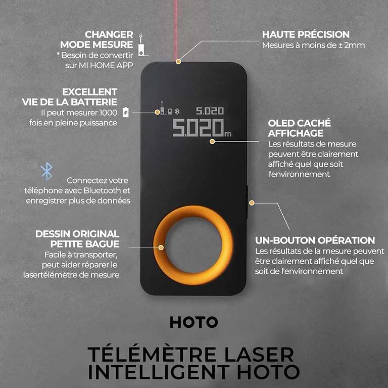 Télémètre Laser Bluetooth Hoto (Vendeur Tiers)