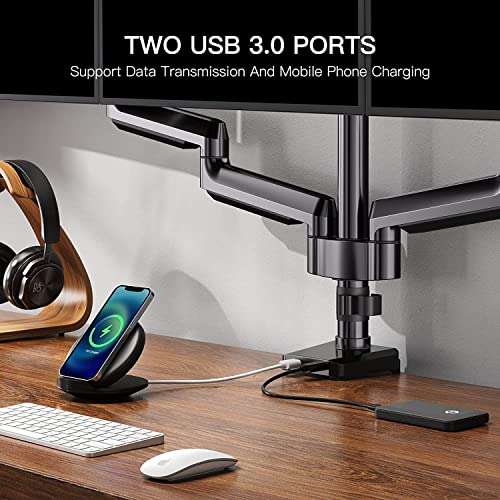 Support triple écran ErGear à gaz 13-27" - Ports USB, VESA 75/100 mm, 2 Options de Montage (Vendeur tiers)