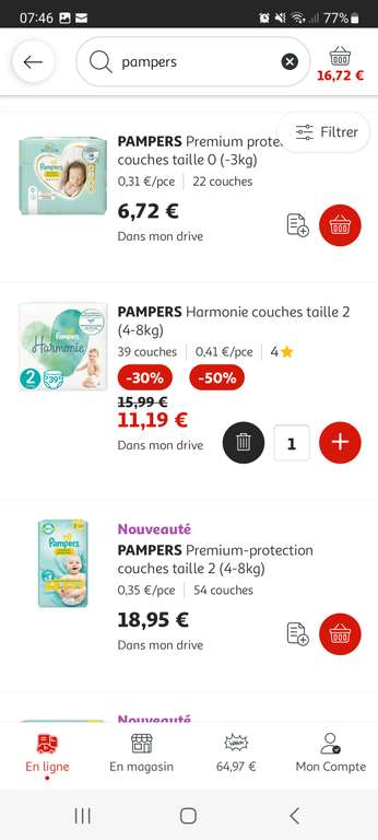 Paquet de couches Pampers Harmonie taille 2 (4-8kg) 39 couches