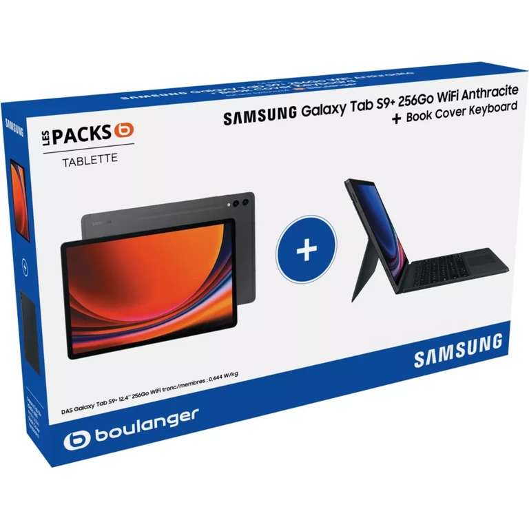 Tablette 12.4" Samsung Galaxy Tab S9+ et Etui avec clavier amovible et pad (via ODR de 230€ + remise au panier de 110€)