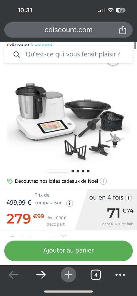 Robot cuiseur Moulinex i-Companion Touch XL HF935110 - 1550W, Bol inox  4.5L, Ecran tactile, Accessoires (Via 126€ sur la carte) –