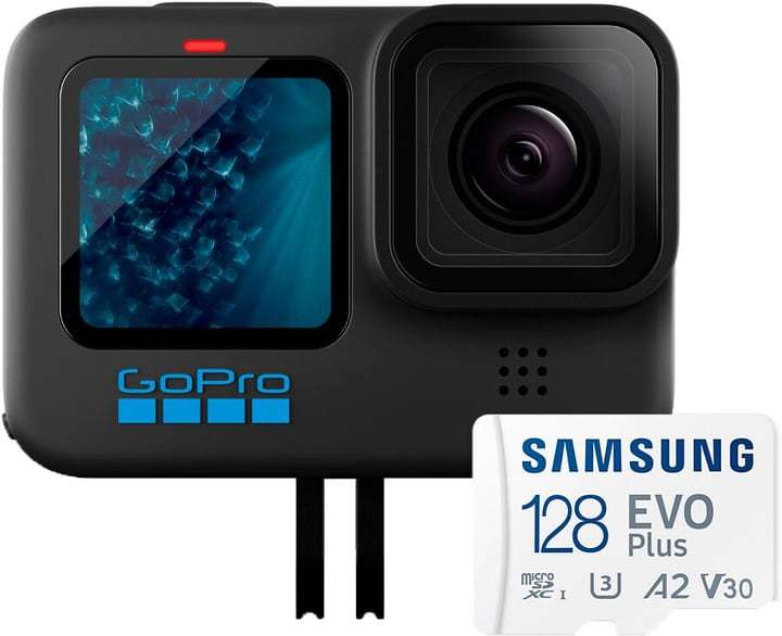 Caméra sportive GoPro Hero 11 + Carte mémoire microSDXC Samsung Evo 128 Go (Frontaliers Suisse)