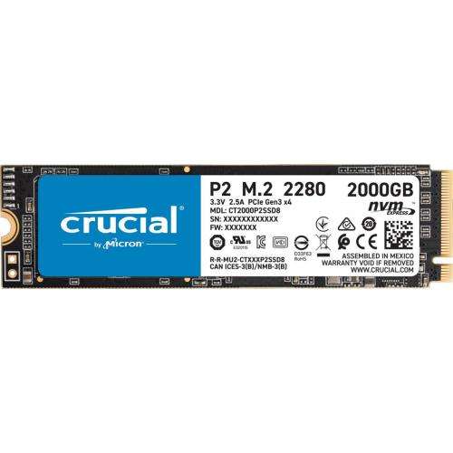Pack SSD interne M.2 NVMe Crucial P2 (CT2000P2SSD8) - 2 To + Kit mémoire RAM DDR4 Corsair Vengeance RGB Pro - 32 Go (2 x 16 Go) 3600 MHz