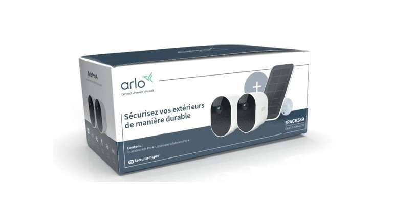 Kit de 2 caméras de sécurité Arlo Pro 4 + 1 Panneau solaire