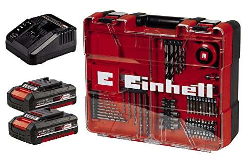 Sélection d'outils Einhell en promotion - Ex: Perceuse à percussion 18V TE-CD 18/40 Li-i+64 - Chargeur, 2 batteries 2Ah, Mallette 64 access.