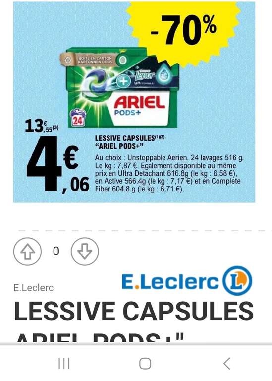 Promo Lessive Capsules Ariel Pods chez E.Leclerc