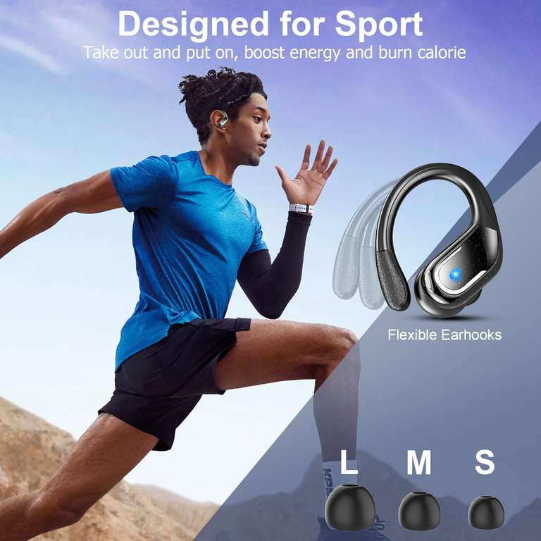 Écouteurs Bluetooth Sport 5.4 - 75h D'autonomie, Réduction De Bruit ENC, étanches IP7