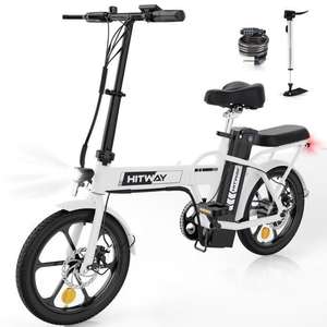Vélo électrique pliable 16" Hitway - Batterie 36V, 8,4Ah, Pédalage assisté, Pompe à vélo gratuite (Vendeur Tiers)