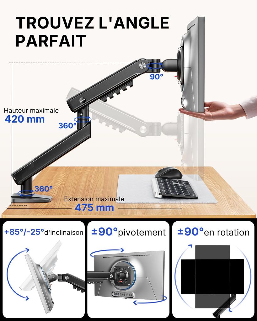 Bras support écran HUANUO - pour écran 13-32'' (vendeur tiers)