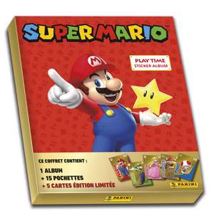 Album Stickers à collectionner PANINI Super Mario avec 15 Pochettes + 5 Cartes Edition Limitée Gold