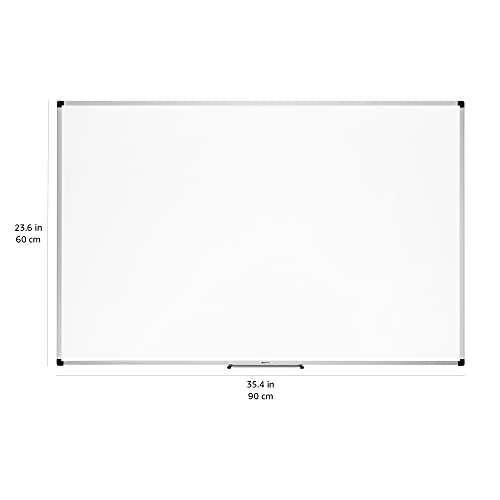 Tableau blanc magnétique avec cadre en aluminium Amazon Basics - effaçable à sec, 90 x 60 cm