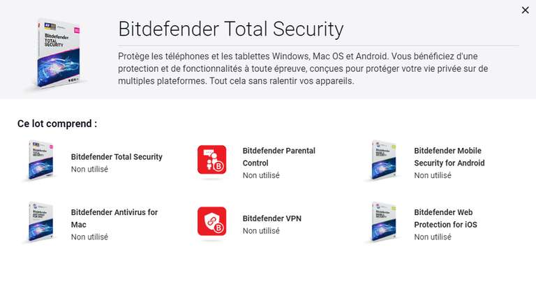 Licence de 6 mois pour Bitdefender Total Security 2023 sur PC, Mac, iOS et Android (Dématérialisé, 5 postes, via VPN Allemagne)