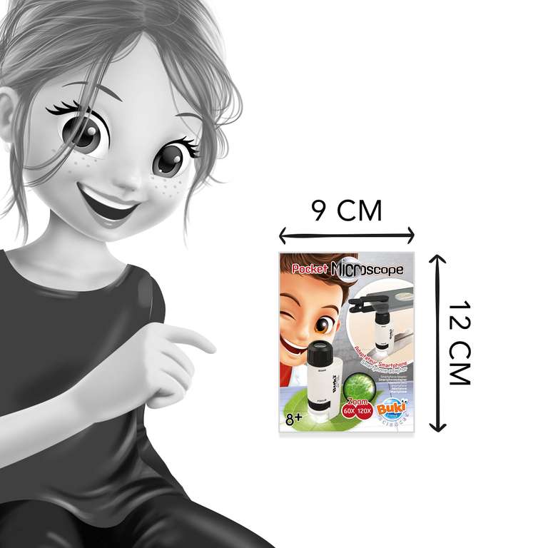 Buki MR200 – Microscope De Poche 120x Avec Quiz, Super Pour Les Curieux Dès 8 Ans, Facile à Emporter Partout
