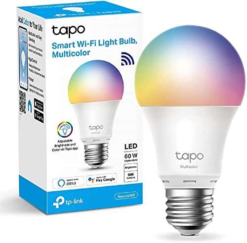 Ampoule connectée WiFi Tapo - E27 Multicolore 2500K-6500K, Dimmable 8.7 W 806Lm, Compatible avec Alexa et Google Home
