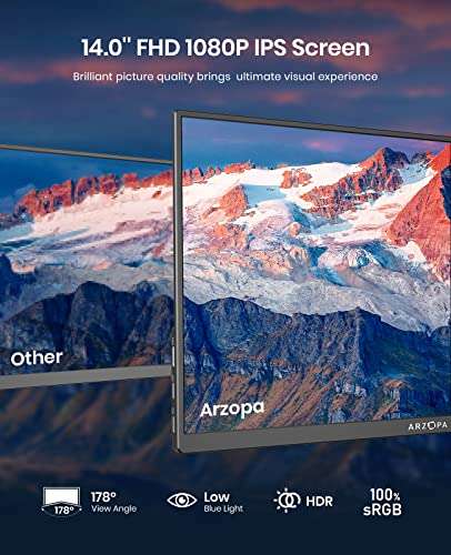 Ecran Portable 14" Arzopa - Full HD, IPS 100% SRGB (Vendeur Tiers)