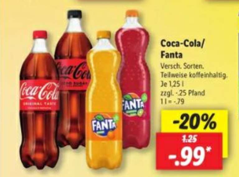 Bouteille de Coca Cola ou de Fanta - 1.25L (Frontaliers Allemagne)