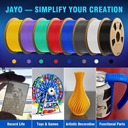Filament PLA Jayo - 1,75 mm, Noir mat, pour imprimante 3D - 1,1Kg