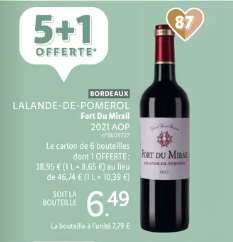 Lot de 6 Bouteilles de Vin rouge Lalande-de-Pomerol Fort du Mirail 2021 (6 x 75cl)