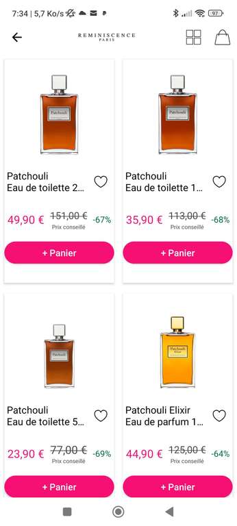 Sélection de parfums Reminiscence en promotion - Ex : Patchouli - Eau de toilette 50 ml