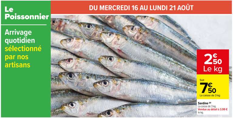 Caisse de 3kg de sardines (Atlantique Nord-Est)