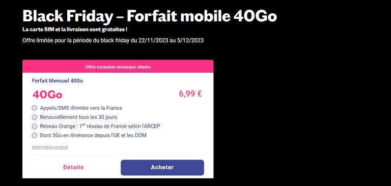 Bon plan forfait mobile : 40Go à moins de 5 € et sans engagement !