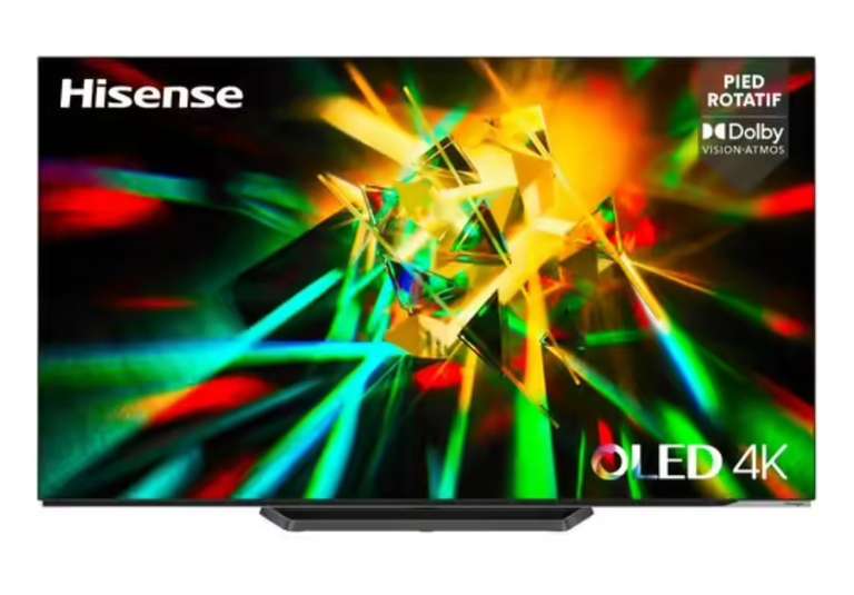 TV 55" Hisense 55A85G - 4K UHD, OLED, 100 Hz, Dolby Vision, HDMI 2.1, ALLM & VRR, Smart TV, pied rotatif (+ 67.5€ offerts en Rakuten Points)