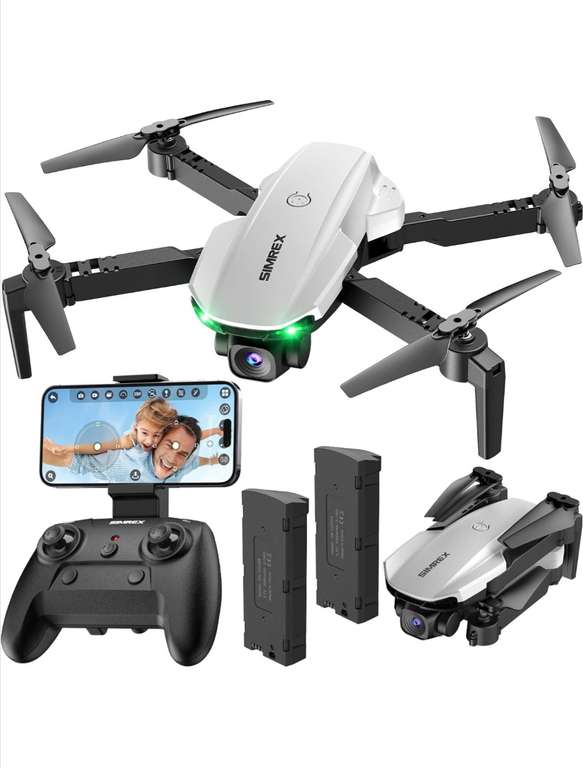 Mini Drone Quadcopter RC Pliable Simrex X800 avec Caméra 1080P HD, Maintien d'altitude, Flip 3D, blanc ou gris (via coupon - vendeur tiers)
