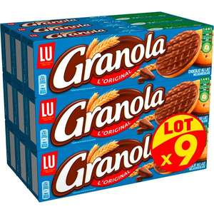 Lot de 9 paquets de biscuits sablés Granola nappés de chocolat au lait - 9 x 200g