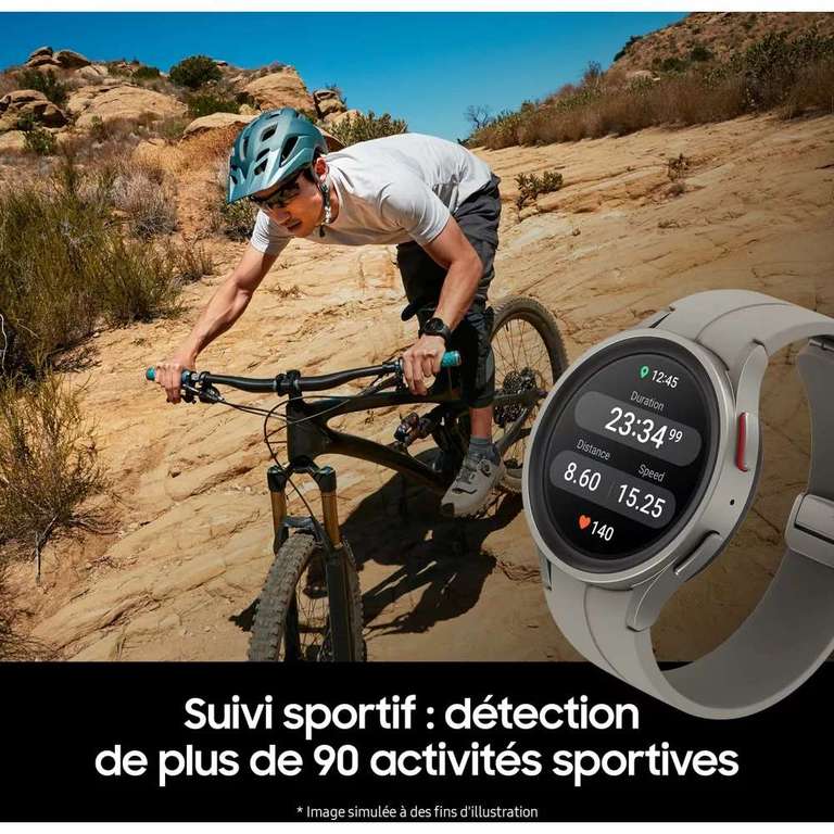 Pack Samsung : Montre connectée Samsung Galaxy Watch5 Pro Titanium + écouteurs Samsung FE (via ODR 100€)