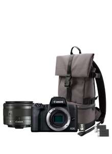 Appareil photo hybride Canon EOS M50 Mark II noir + objectif EF-M 15-45mm IS STM + sac à dos + carte SD 32 Go + batterie de rechange
