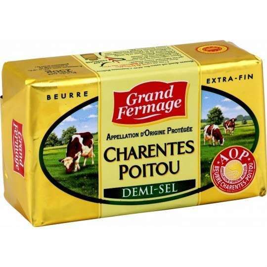3 plaquettes de beurre AOP Charentes-Poitou Grand fermage - Doux ou Demi-sel - 3 x 250g