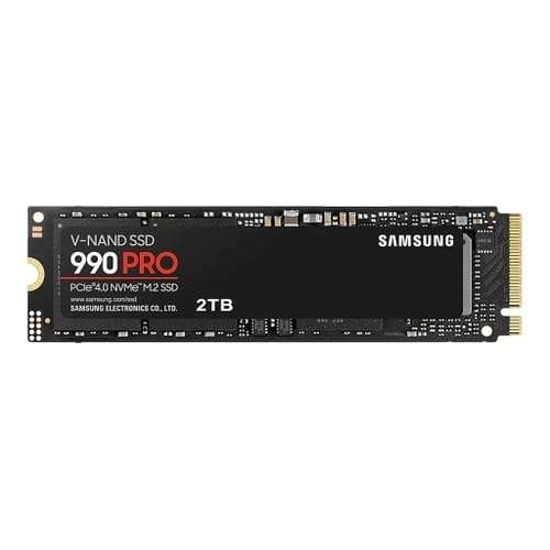 SSD interne M.2 NVMe 4.0 Samsung 990 PRO (MZ-V9P2T0BW) - 2 To, TLC 3D, DRAM (+ 7€ offerts en Rakuten Points)